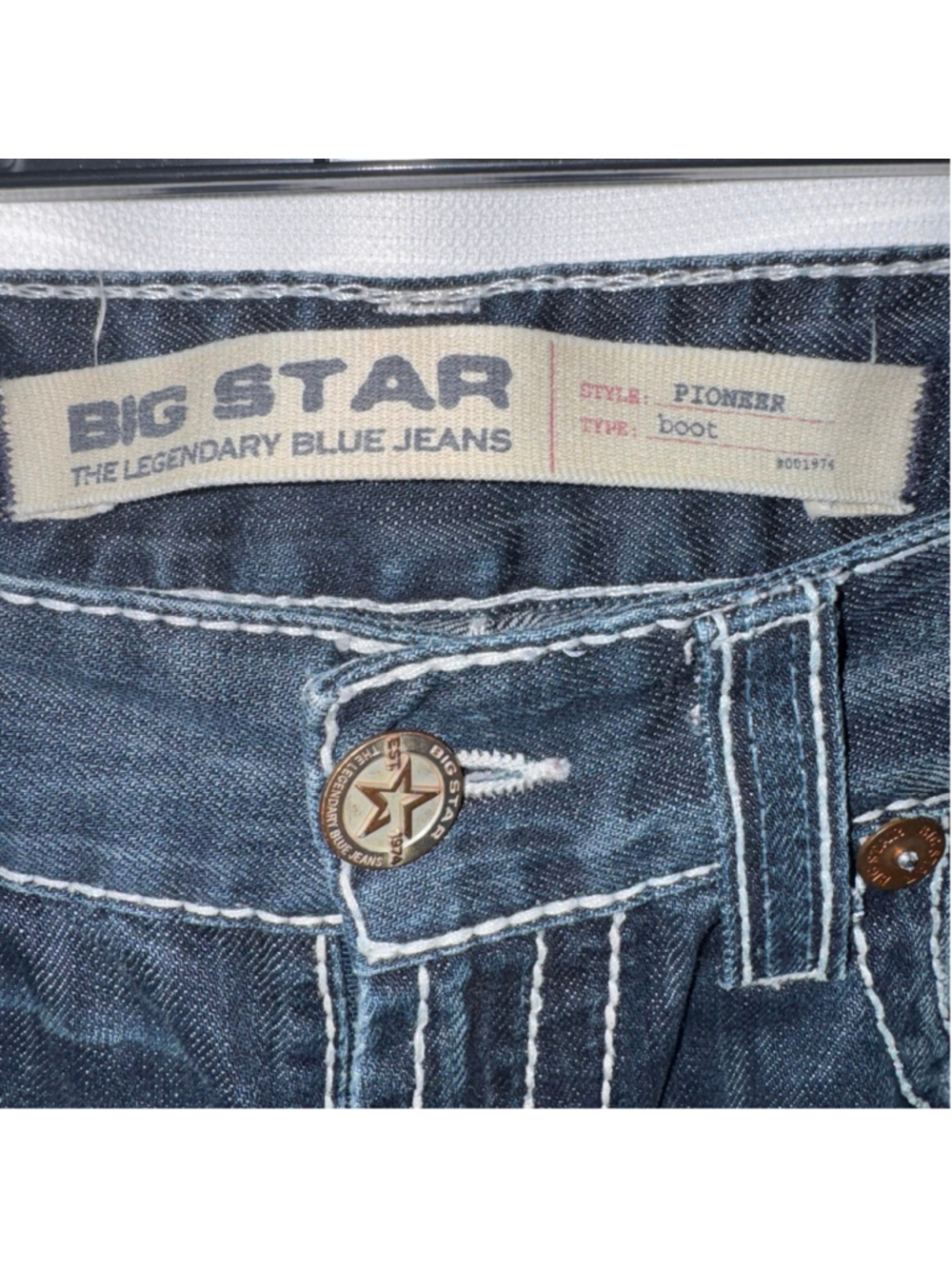 Big Star Pioneer Bootcut Jeans 34R Blue The Legendary Distressed Thick Stitch - Picture 3 of 16